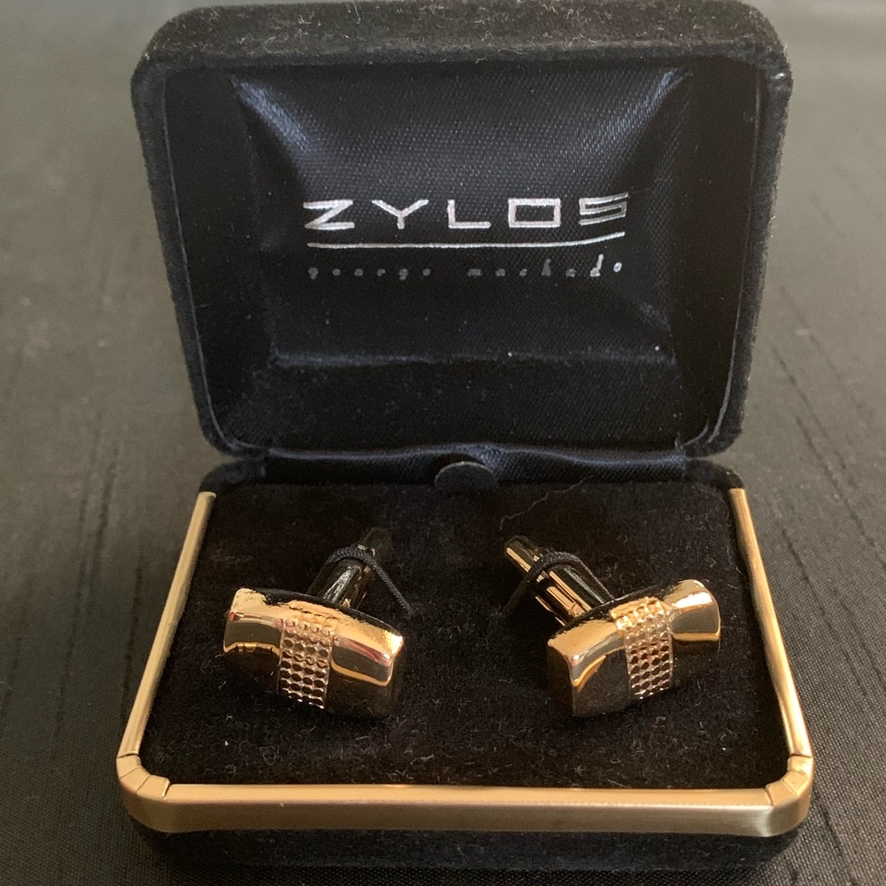 ZYLOS MENS GOLD-TONE CUFFLINKS